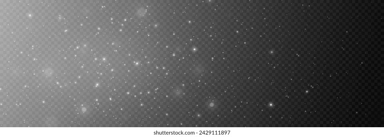 White sparkles glow. Glitter dust with lights effect. Christmas glowing background.