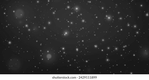 White sparkles glow. Glitter dust with lights effect. Christmas glowing background.