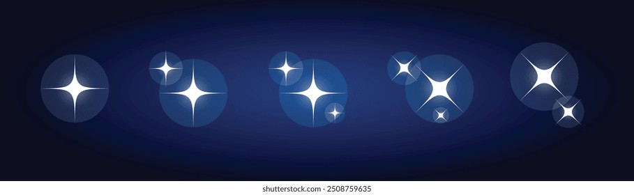 White sparkles on dark background