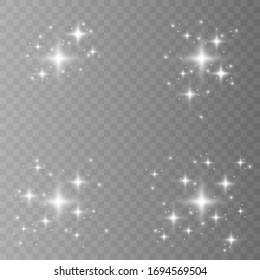White, sparkles symbols vector. The set of original vector stars sparkle icon. Bright firework, decoration twinkle, shiny flash.  