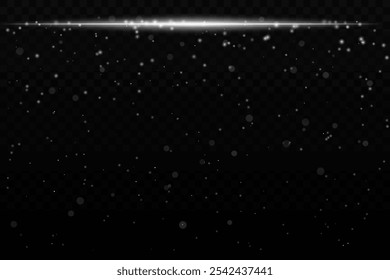 Efeito de luz cintilante branca com partículas sutis brilhantes em um fundo escuro, ideal para temas de ficção científica, cósmica ou céu noturno. O feixe horizontal acrescenta uma sensação futurista dinâmica.