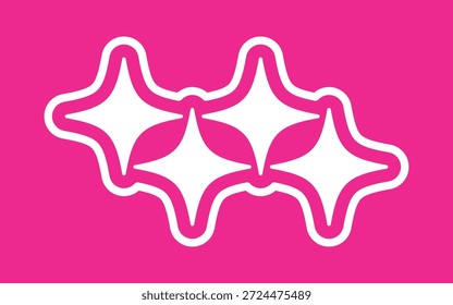 White sparkling on a pink background. Y2K style. Star, glitter, sparkle shape. Vector illustration. Decorative flat element for design, project, banner, poster, clipart, etc.