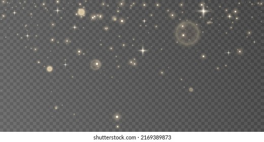 White sparks with a bright shimmer shine with a special light. Vector sparkles on a transparent background. Christmas abstract pattern.