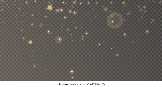 White sparks with a bright shimmer shine with a special light. Vector sparkles on a transparent background. Christmas abstract pattern.