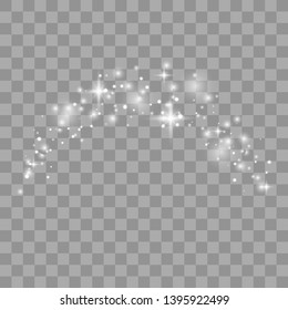 White sparks glitter light effect. Vector sparkles on transparent background. Christmas abstract pattern. Sparkling magic dust particles. Vector illustrator