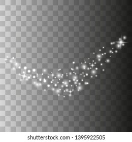 White sparks glitter light effect. Vector sparkles on transparent background. Christmas abstract pattern. Sparkling magic dust particles. Vector illustrator