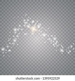 White sparks glitter light effect. Vector sparkles on transparent background. Christmas abstract pattern. Sparkling magic dust particles. Vector illustrator