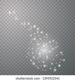 White sparks glitter light effect. Vector sparkles on transparent background. Christmas abstract pattern. Sparkling magic dust particles. Vector illustrator
