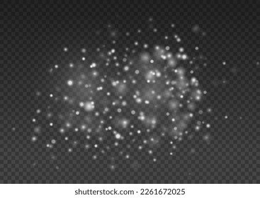 White sparks glitter special blur bokeh effect. Star burst with sparkles. Sparkling magical dust particles. Defocused Christmas background. Lens flare light sparkle, shiny glittering glow stars vector