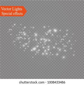 White sparks glitter special light effect. Vector sparkles on transparent background. Christmas abstract pattern. Sparkling magic dust particles