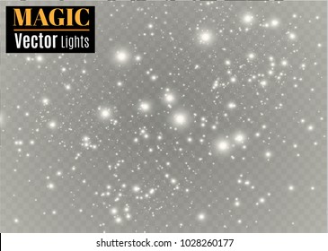 White sparks glitter special light effect. Vector sparkles on transparent background. Christmas abstract pattern. Sparkling magic dust particles