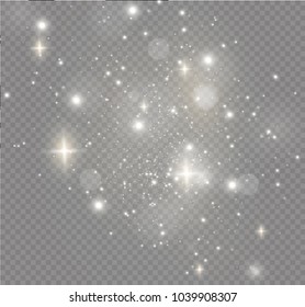 White sparks glitter special light effect. Vector sparkles on transparent background. Christmas abstract pattern. Sparkling magic dust particles