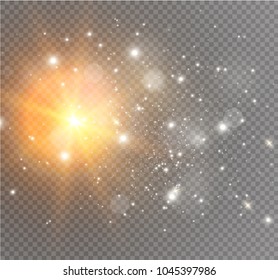 White sparks glitter special light effect. Vector sparkles on transparent background. Christmas abstract pattern. Sparkling magic dust particles