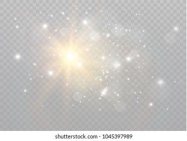 White sparks glitter special light effect. Vector sparkles on transparent background. Christmas abstract pattern. Sparkling magic dust particles