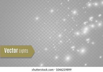 White sparks glitter special light effect. Vector sparkles on transparent background. Christmas abstract pattern. Sparkling magic dust particles