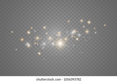 White sparks glitter special light effect. Vector sparkles on transparent background. Christmas abstract pattern. Sparkling magic dust particles