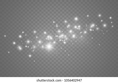 White sparks glitter special light effect. Vector sparkles on transparent background. Christmas abstract pattern. Sparkling magic dust particles