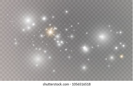 White sparks glitter special light effect. Vector sparkles on transparent background. Christmas abstract pattern. Sparkling magic dust particles