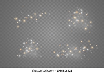 White sparks glitter special light effect. Vector sparkles on transparent background. Christmas abstract pattern. Sparkling magic dust particles