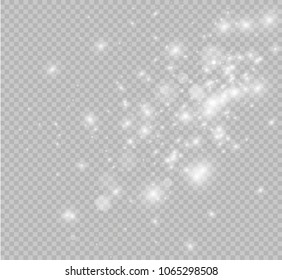 White sparks glitter special light effect. Vector sparkles on transparent background. Christmas abstract pattern. 