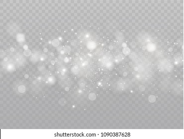 White sparks glitter special light effect. Vector sparkles on transparent background. Christmas abstract pattern. Sparkling magic dust particles