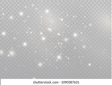 White sparks glitter special light effect. Vector sparkles on transparent background. Christmas abstract pattern. Sparkling magic dust particles