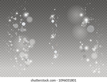 White sparks glitter special light effect. Vector sparkles on transparent background. Christmas abstract pattern. Sparkling magic dust particles