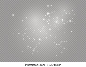 White sparks glitter special light effect. Vector sparkles on transparent background. Christmas abstract pattern. Sparkling magic dust particles