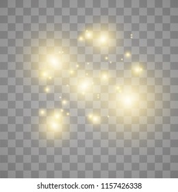 White sparks glitter special light effect. Sparkles on transparent background. Christmas abstract pattern. Sparkling magic dust particles.