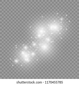 White sparks glitter special light effect. Vector sparkles on transparent background. Christmas abstract pattern. Sparkling magic dust particles