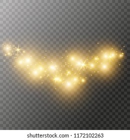 White sparks glitter special light effect. Vector sparkles on transparent background. Christmas abstract pattern. Sparkling magic dust particles