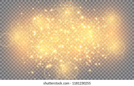 White sparks glitter special light effect. Vector sparkles on transparent background. Christmas abstract pattern. Sparkling magic dust particles