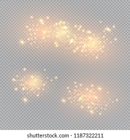 White sparks glitter special light effect. Vector sparkles on transparent background. Christmas abstract pattern. Sparkling magic dust particles