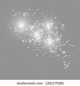 White sparks glitter special light effect. Vector sparkles on transparent background. Christmas abstract pattern. Sparkling magic dust particles