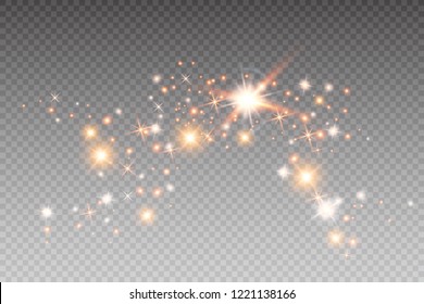 White sparks glitter special light effect. Vector sparkles on transparent background. Christmas abstract pattern. Sparkling magic dust particles