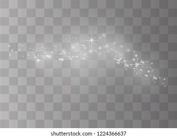 White sparks glitter special light effect. Vector sparkles on transparent background. Christmas abstract pattern. Sparkling magic dust particles