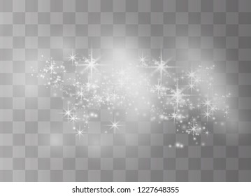 White sparks glitter special light effect. Vector sparkles on transparent background. Christmas abstract pattern. Sparkling magic dust particles