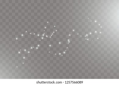 White sparks glitter special light effect. Vector sparkles on transparent background. Christmas abstract pattern. Sparkling magic dust particles