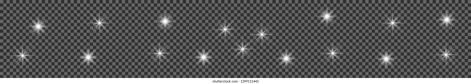 White sparks glitter special light effect. Vector sparkles on transparent background. Christmas abstract pattern. Sparkling magic dust particles