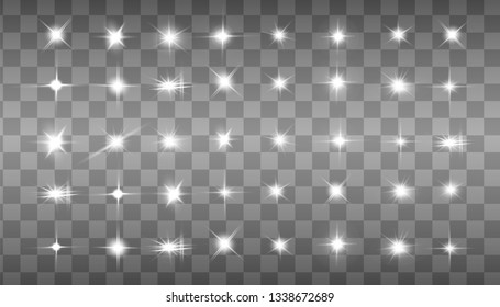 White sparks glitter special light effect. Vector sparkles on transparent background. Christmas abstract pattern. Sparkling magic dust particles