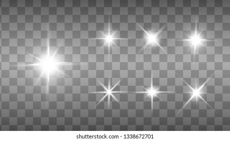 White sparks glitter special light effect. Vector sparkles on transparent background. Christmas abstract pattern. Sparkling magic dust particles