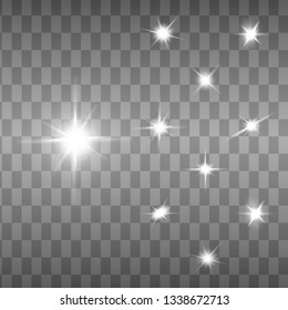 White sparks glitter special light effect. Vector sparkles on transparent background. Christmas abstract pattern. Sparkling magic dust particles