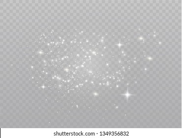 White sparks glitter special light effect. Vector sparkles on transparent background. Christmas abstract pattern. Sparkling magic dust particles