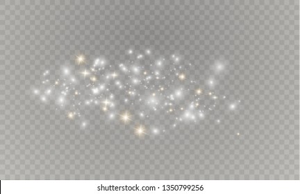 White sparks glitter special light effect. Vector sparkles on transparent background. Christmas abstract pattern. Sparkling magic dust particles