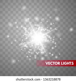 White sparks glitter special light effect.  Christmas abstract . Sparkling magic dust particles  Vector illustration