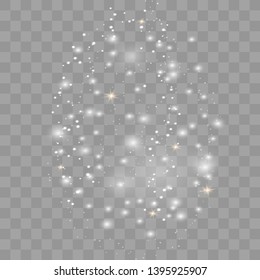 White sparks glitter special light effect. Vector sparkles on transparent background. Sparkling magic dust particles