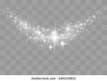 White sparks glitter special light effect. Vector sparkles on transparent background. Christmas abstract pattern. Sparkling magic dust particles