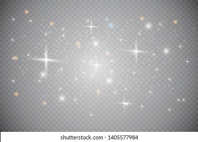 White sparks glitter special light effect. Vector sparkles on transparent background. Christmas abstract pattern. Sparkling magic dust particles