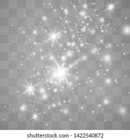 White sparks glitter special light effect. Christmas abstract pattern. Sparkling magic dust particles