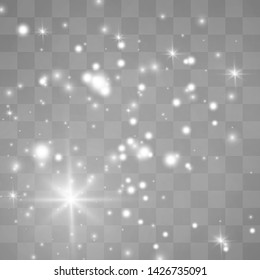White sparks glitter special light effect. Christmas abstract pattern. Sparkling magic dust particles